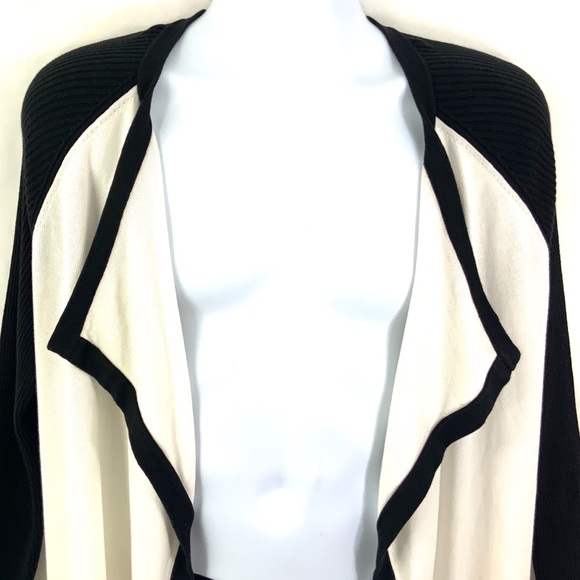 DONATED 8-9-25 ANNE KLEIN Open Front Cardigan Ivroy Black Sweater - Picture 2 of 8